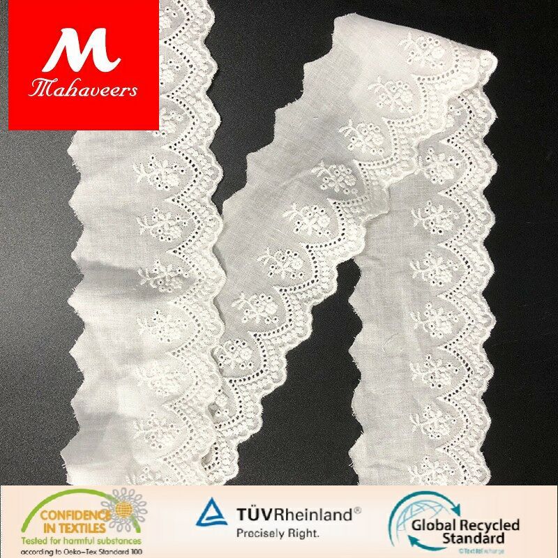 新款棉布刺绣棉线花边 现货雕孔缕空小花 服装装饰用料批发