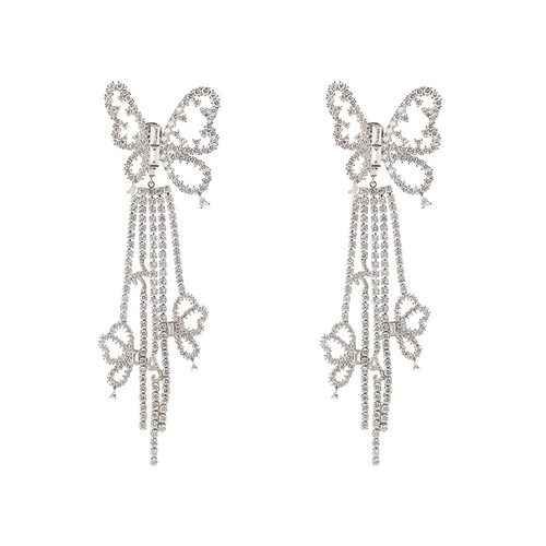 925 Silver Needle Pop Retro Fringe Earrings for Women, Korean Full Diamond High-End Fashion Unique and Stylish Ear Drops