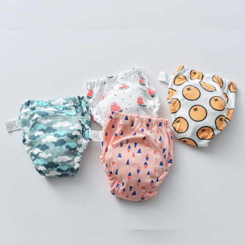 Korean style baby four-layer gauze diapers waterproof newborn washable diapers pure cotton diaper pocket baby learning pants