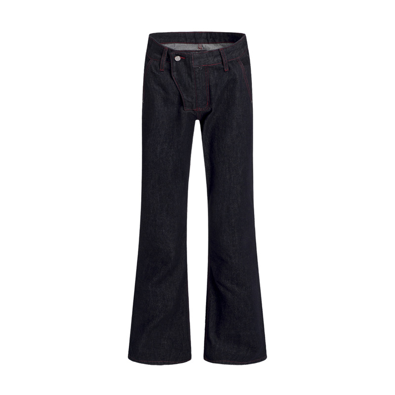Zongchi Clothing American Retro Style Red Trim Contrast Stitching Design Slightly Flared Unisex Loose Straight-Leg Spring/Summer Denim Pants