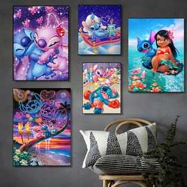 Stitch星际宝贝海报跨境电商Temu亚马逊装饰画布帆布画芯一件代发