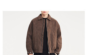 Áo khoác nam da PU mờ phối cotton cổ trụ kiểu Old Money — Màu nâu sẫm chi tiết 14