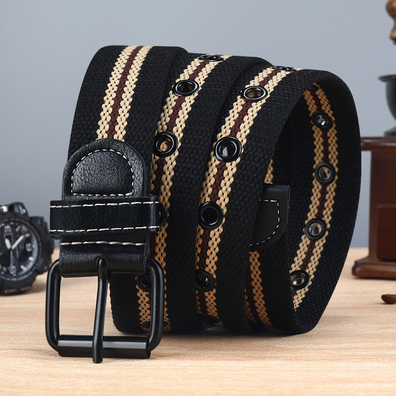New Style Punch-Free Extended Pin Buckle Canvas Woven Belt Men's Casual Workwear Belt Student Korean Style Jeans Belt