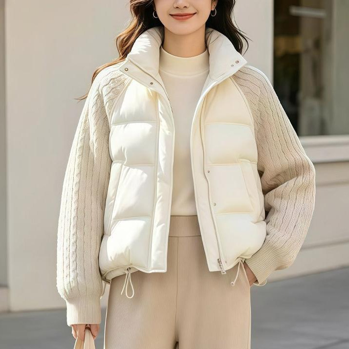 Women's Winter Short Down Jacket 2026 New Korean Style Patchwork Fashionable Warm Duck Down Coat Wholesale Pinghu