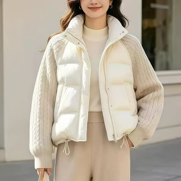 Women's Winter Short Down Jacket 2026 New Korean Style Patchwork Fashionable Warm Duck Down Coat Wholesale Pinghu