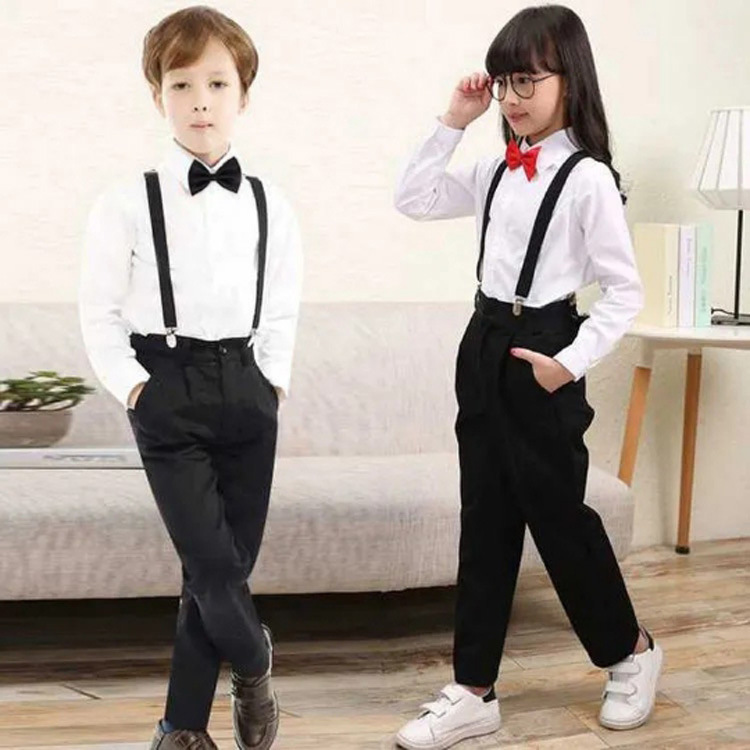 Children's 3-clip Y-shaped elastic shoulder strap+bow tie
