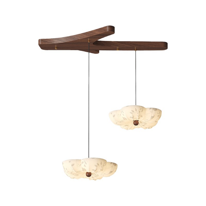 Araña de restaurante de tela de estilo chino, estética de la dinastía Song, nueva mesa de comedor de diseño chino, lámpara de flores, lámpara francesa retro