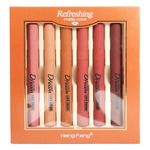 Hengfang Velvet Fog Face Six Pack Lipstick Set Matte Color Easy Coloring Not Easy to Sink Cup Cosmetic Cross-border Foreign Trade