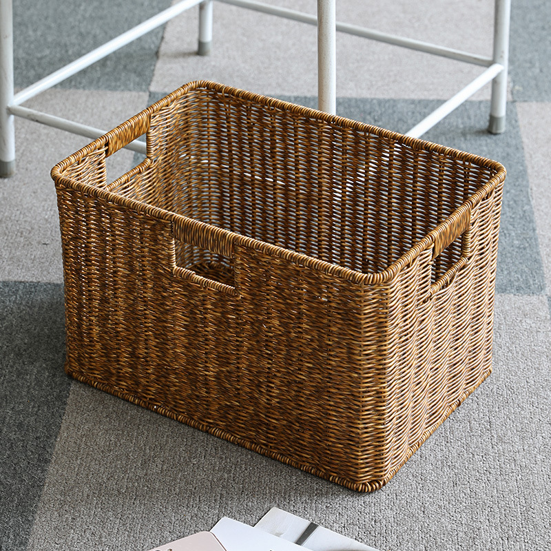 Woven Storage Basket Household Cabinet Coffee Table Fit Basket Clothes Snacks Storage Box Imitation Rattan Woven Basket European Style Woven Storage Basket Household Cabinet Coffee Table Fit Basket Clothes Snacks Storage Box Imitation Rattan Woven Basket European Style