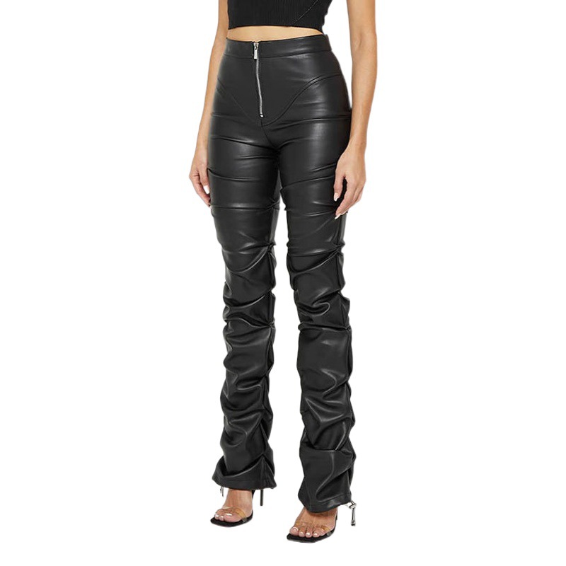 Amazon Comercio exterior ropa de las mujeres moda europea y americana apretados pu cuero pantalones personalizados contracción micro pantalones cuatro estaciones nuevo