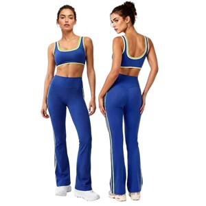 AYM044497 Color-Block Sport Shorts and Leggings with Matching Bra Top Yoga Set Aoyema wholesale