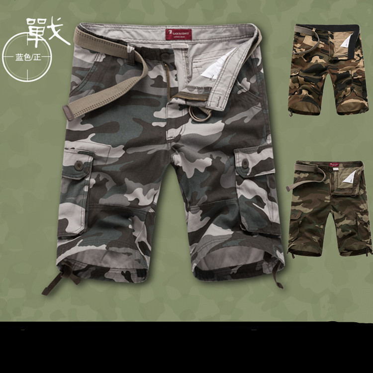 Camuflaje multi-Bolsillo ropa de trabajo pantalones cortos de camuflaje de los hombres de moda estilo militar americano resistente al desgaste verano quinto Pantalones