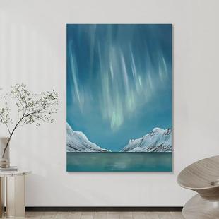 Northern Lights Beautiful Living Room Decorative Painting Natural Landscape Snow Mountain Hand-painted Dafen Oil Painting Village Simple Children's Room Hanging Painting