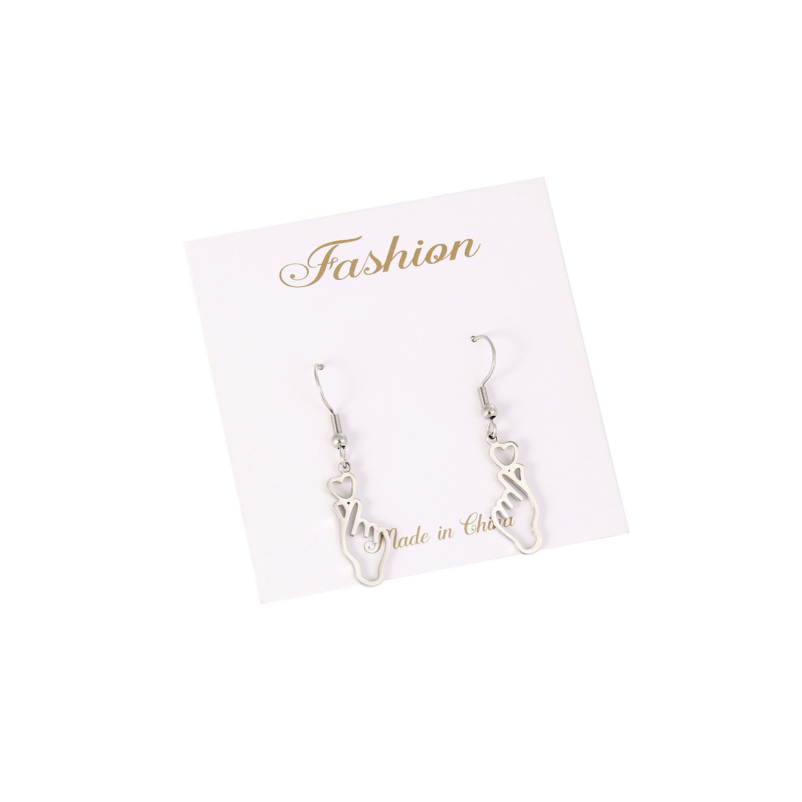 Fashion Portrait Stainless Steel Polishing Drop Earrings 1 Pair