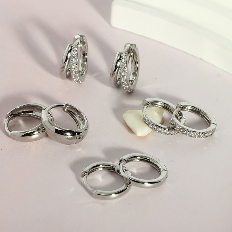 8-Piece Set Stainless Steel Gold Plated Double Layer Cubic Zirconia Ear Cuff Earring for Cartilage Helix Tragus detail image 8