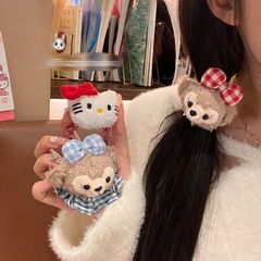 かわいいシェリー薔薇の髪輪少女の甘いアニメ熊の頭ひものツインテールのシンプルなぬいぐるみの髪飾り