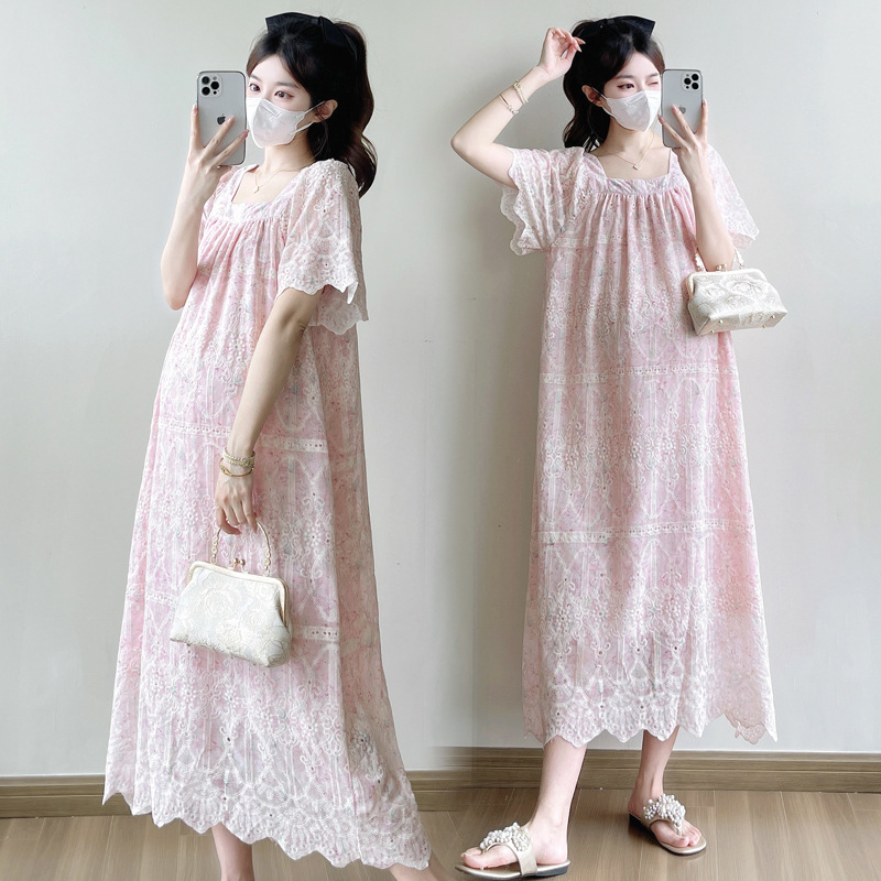 French Summer New Maternity Skirt, Age-Reducing, Loose, Slimming and Super Nice Embroidered Maternity Long Skirt