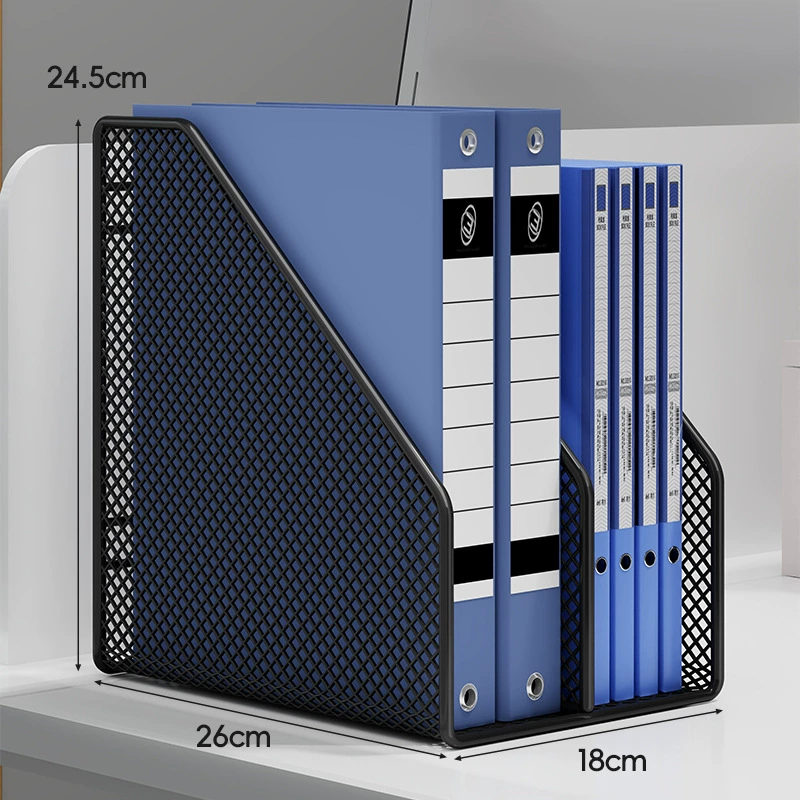 Metal Document Organizer Rack, Mesh File Storage Box, 2–6 Compartments, Black/White Options