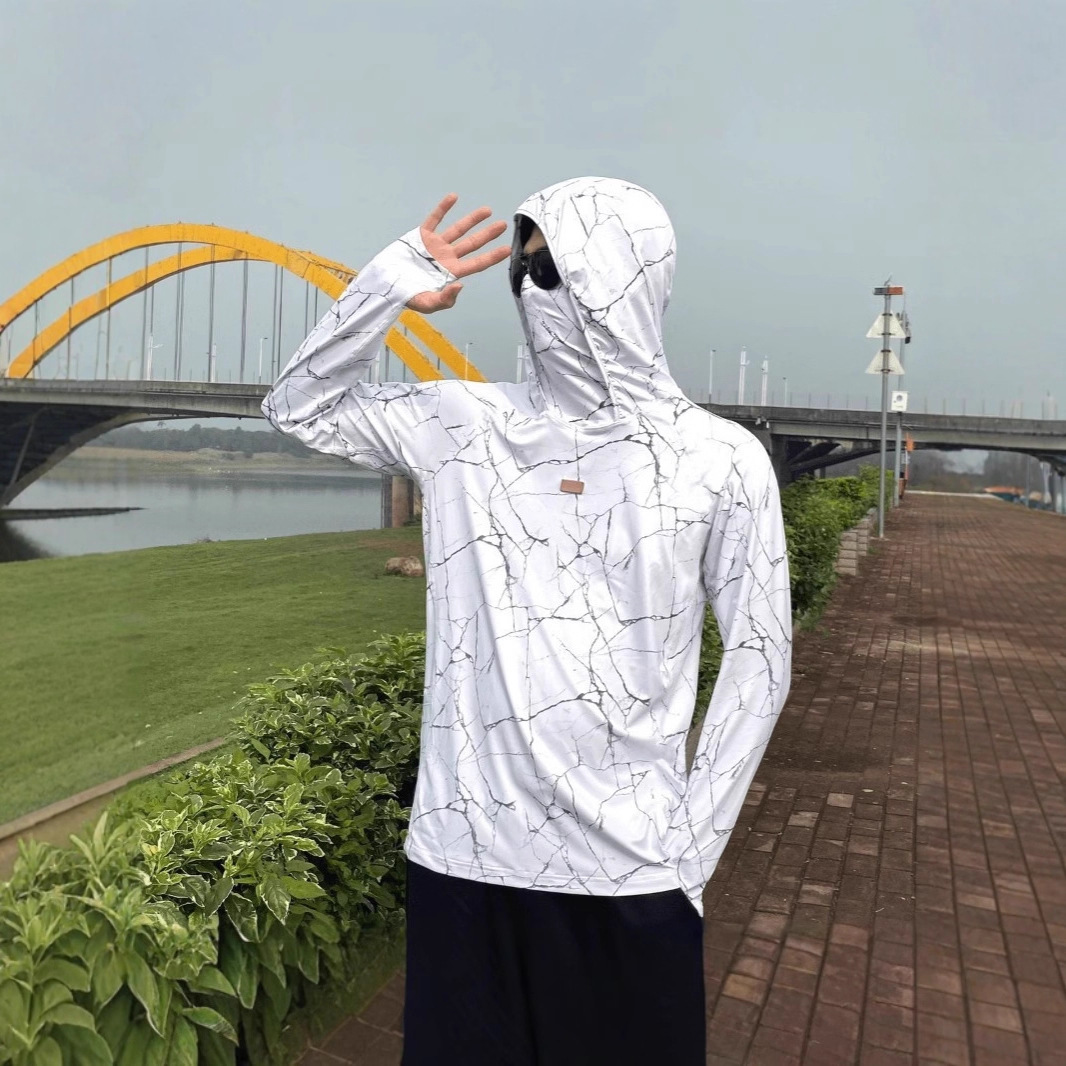 Summer Men's Sun Protection Fishing Clothing Cycling Sports Outdoor Quick-Drying Breathable Trendy Light and Soft Hooded Lure Clothing