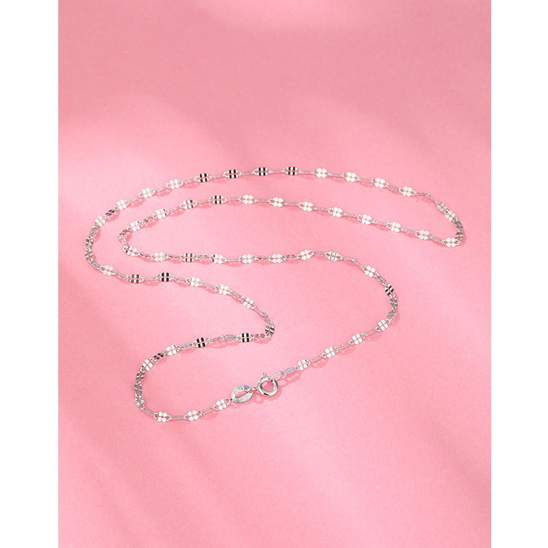 92 collar de plata esterlina mujer sin colgante caja de cadena de agua onda de semillas de melón Baotian octogonal cadena clavícula