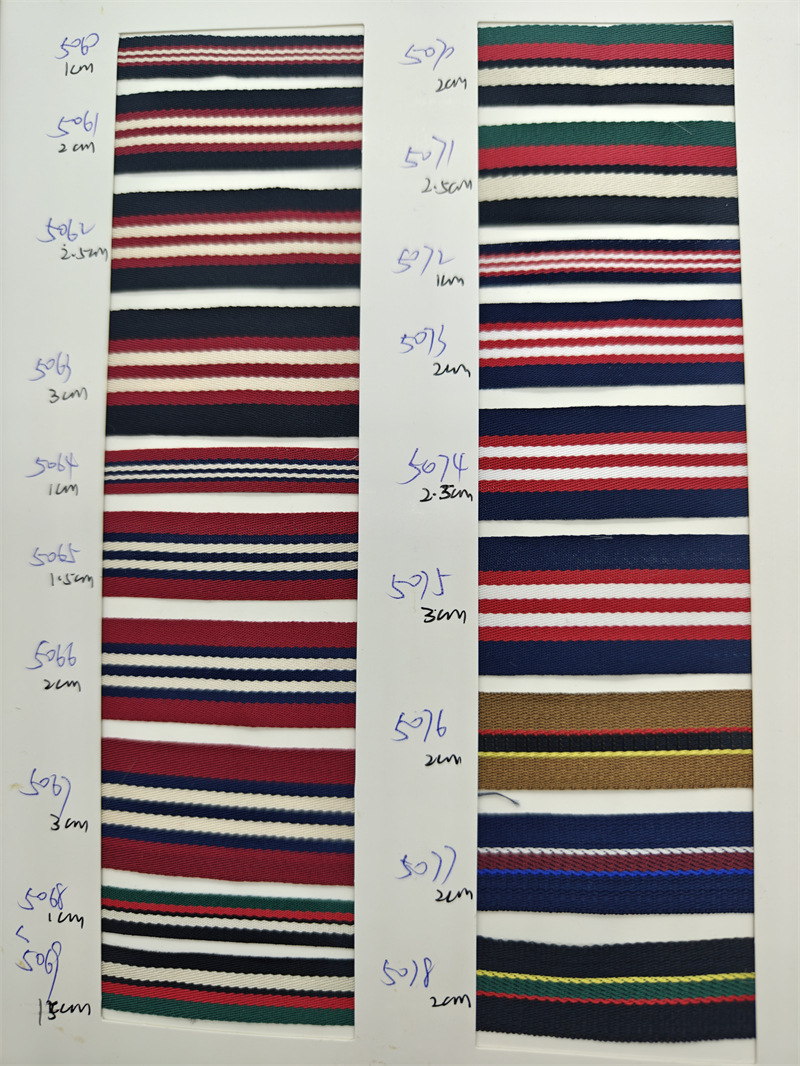 100D banda de banda de poliéster densa tricolor banda de banda de banda de banda lateral ropa bolsa accesorios en stock al por mayor