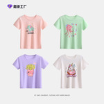 跨境童装女童类纯棉短袖t恤 25年夏季小女孩欧美风洋气可爱上衣