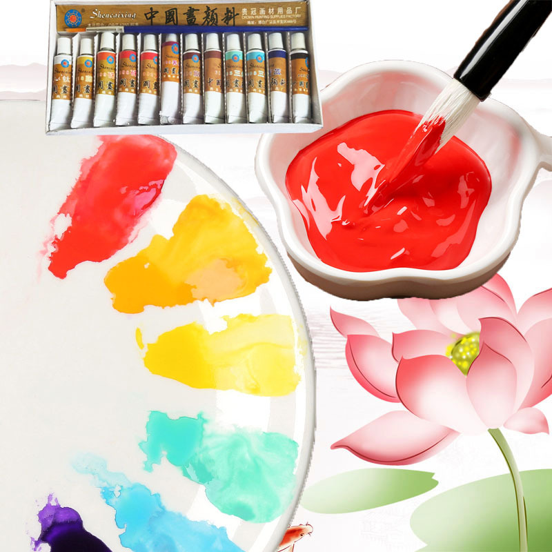 Shencai Star Chinese Painting Paint Set for Beginners, Children's Tube Set, 12 Colors, 5ml Gongbi In