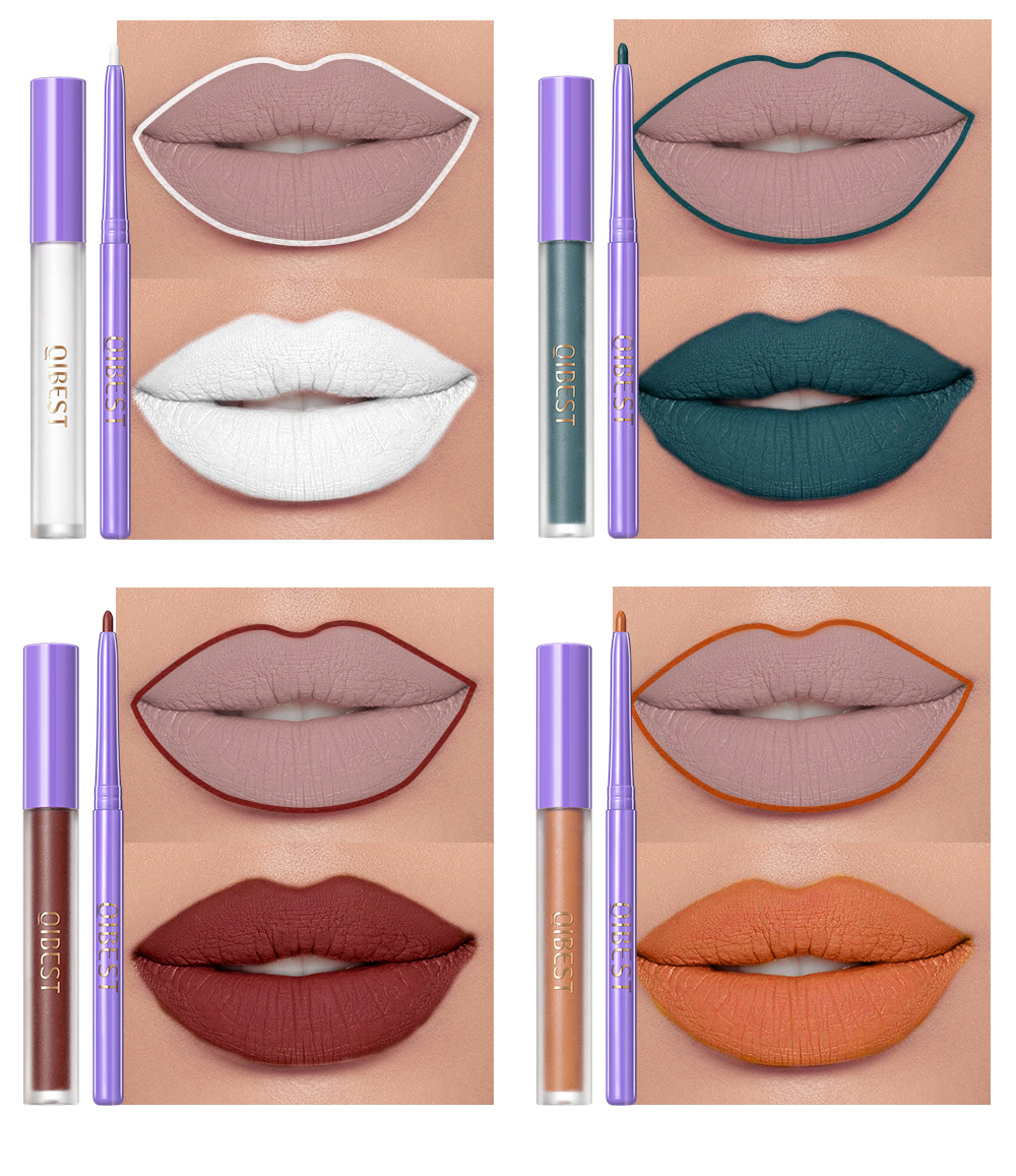carina QIBEST new staining cup non fading lip gloss to decorate lips lipliner suit matte durable color lipstick_voghion.com