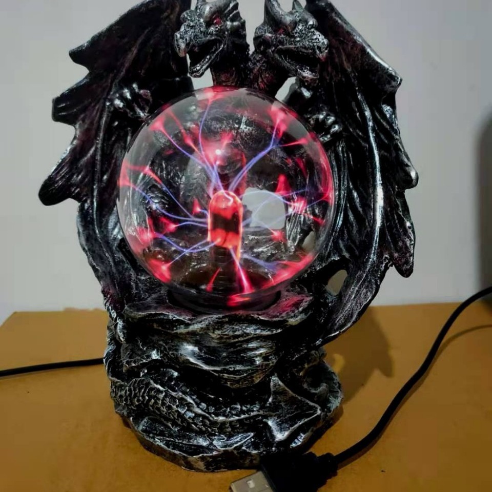 Decoración del hogar creativo artesanía de resina doble dragón anión bola mágica electrostática serie malvada bola de cristal de 3 pulgadas