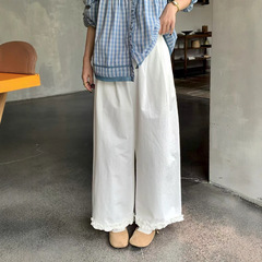 苏珊 韩系木耳边2025秋季新款宽松阔腿小个子穿搭休闲裤女DS171