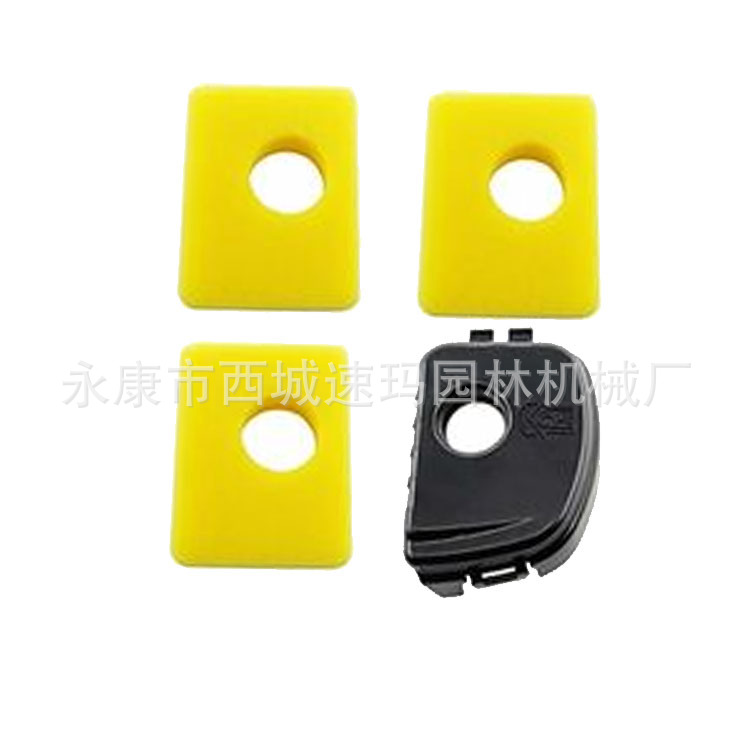 Accesorios de cortacéspedes cubierta de filtro de aire de algodón cuadrado amarillo adecuado para cortacéspedes de Bailitong transfronterizo