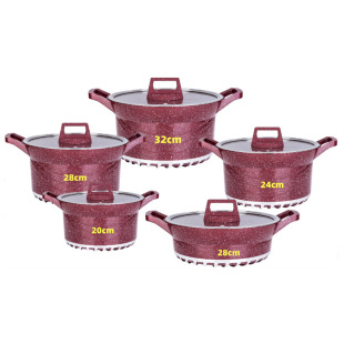 High and Deep 10 Piece Set Maifan Stone Die Casting Aluminum Pot Soup Pot Kitchenware suit Maifan Stone Non-stick Pot Marble
