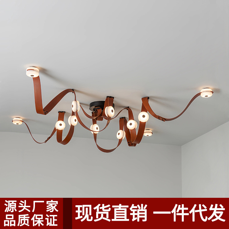 Sensación de alto nivel de cinturón minimalista sala de modelo elegir lámpara candelabro hueco diseñador italiano loft edificio dúplex sala de estar comedor luz