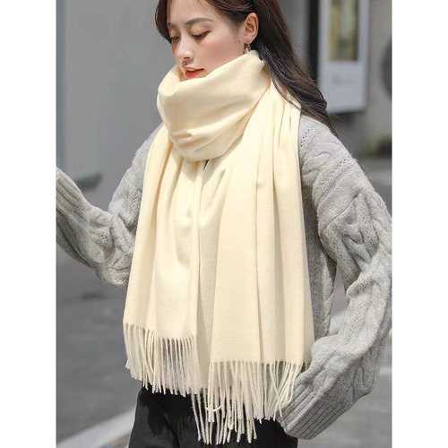 Warm red scarf solid color imitation cashmere thickened shawl red wool printed scarf gift wholesale