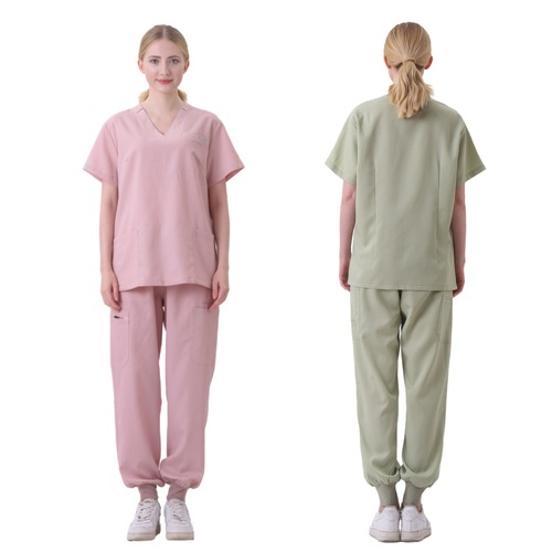 Amazon elastic surgical gown wholesale V-neck short-sleeved hospital nurse uniform suit female operating room hand washing clothes