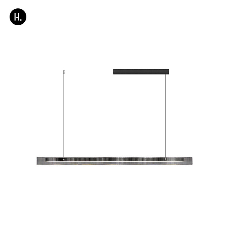 Lámpara del restaurante de vidrio minimalista italiano simple Villa individual gran mesa de comedor de piso plano bar de la isla de una lámpara larga
