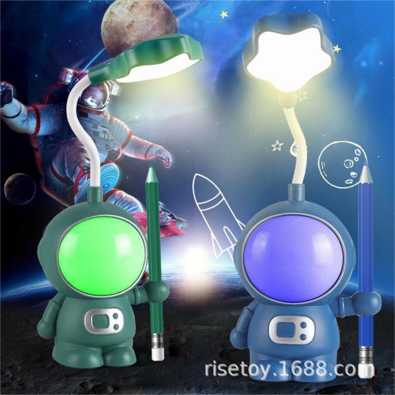Lámpara de Noche USB Infantil de Astronauta de Plástico, Luz Cálida, para Lectura y Dormitorio