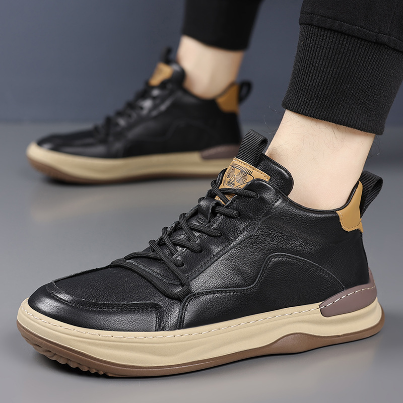 Zapatos de cuero para hombres de cuero de alta altura, zapatos casuales de cuero para hombres, diseño de nicho, zapatos de mango de moda, zapatos para hombres