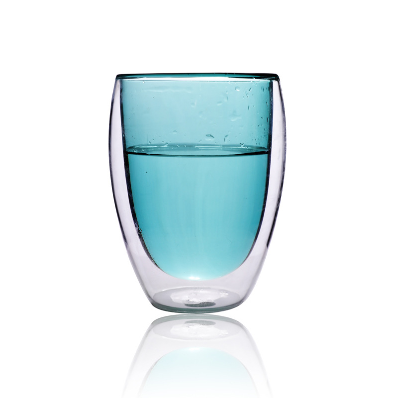 Copa de agua de vidrio color liner borosilicato vidrio taza de café casa creativa de doble capa taza personalizada