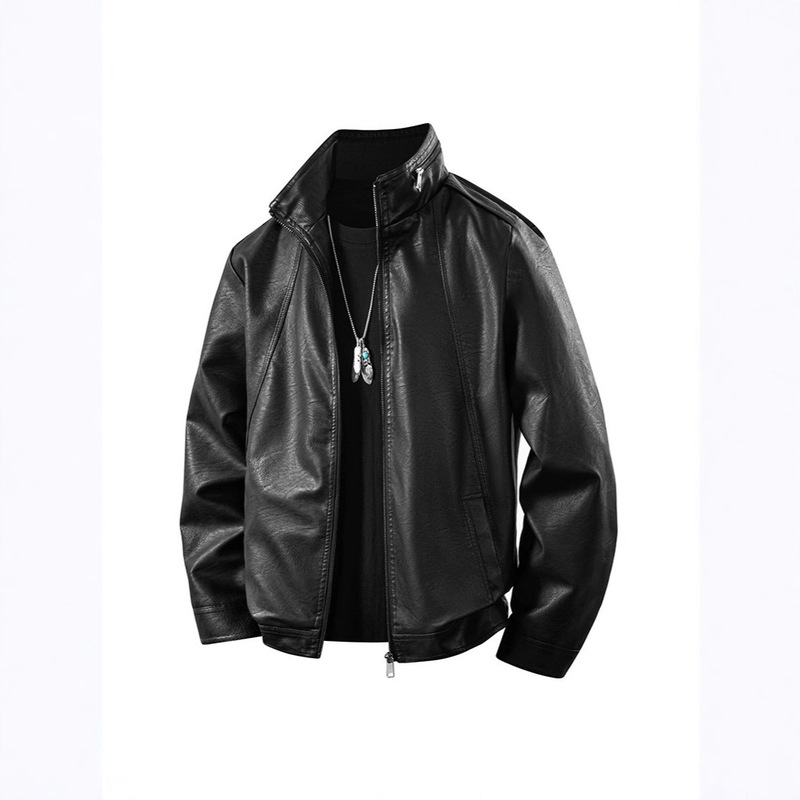 Plus Size Spring and Autum Export Pu Leather Jacket Men's Leather Jacket Single Jacket Korean Style Trendyy Slim Casual Jacket Plus Size Spring and Autum Export Pu Leather Jacket Men's Leather Jacket Single Jacket Korean Style Trendyy Slim Casual Jacket