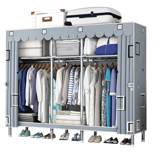 衣柜家用卧室简易组装衣橱全钢架加粗加厚结实耐用出租房用布衣柜