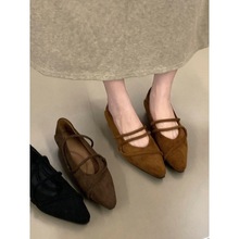 2025秋季新款尖头细带浅口女鞋时尚百搭内增高晚风单鞋