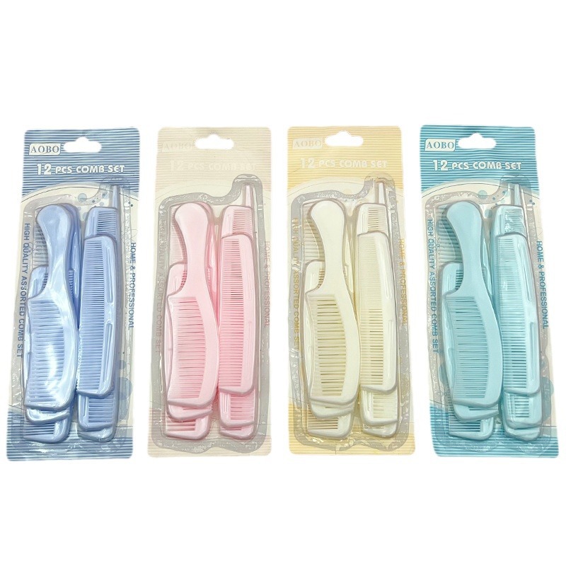 Fábrica directa para el hogar 12 conjuntos de peines de plástico al por mayor cabello peinero peines de cola afilada peines multipropósito cabeza redonda