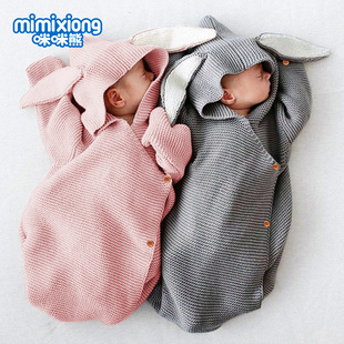 Ins Best-Selling Baby Knitted Bunny Sleeping Bag Blanket