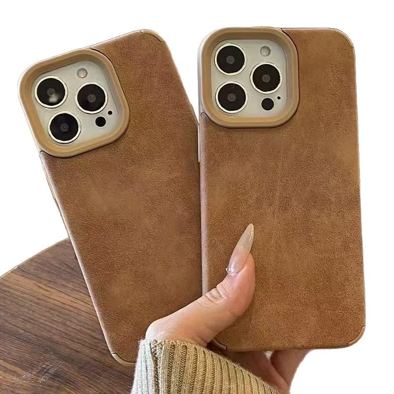 Funda de piel de cordero Tianti adecuada para Apple 16 Pro Max, color sólido para iPhone 15/14/13/12/electrochapada