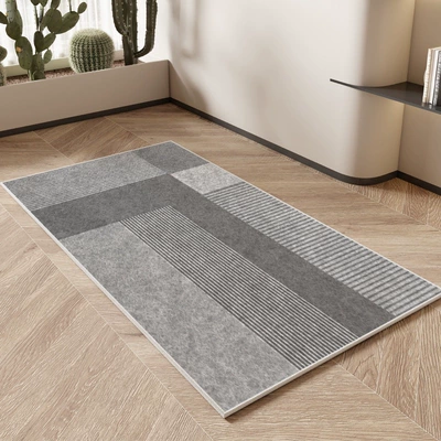 Gym Spinning Silent Shock-Absorbing Anti-Slip Mat Home Simple Bedroom Bedside Blanket Washable Balcony Bay Window Mat (Avtomobil döşəmə paspasları) - simple-1-12060cm-loop-velvet