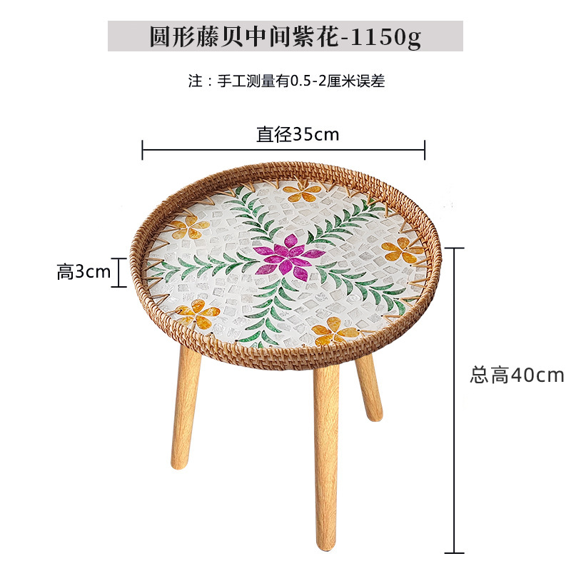 Mesa de té de madera sólida, mesa de té de madera sólida, sofá de salón, mesa redonda de balcón, mesa de té de almacenamiento en el hogar
