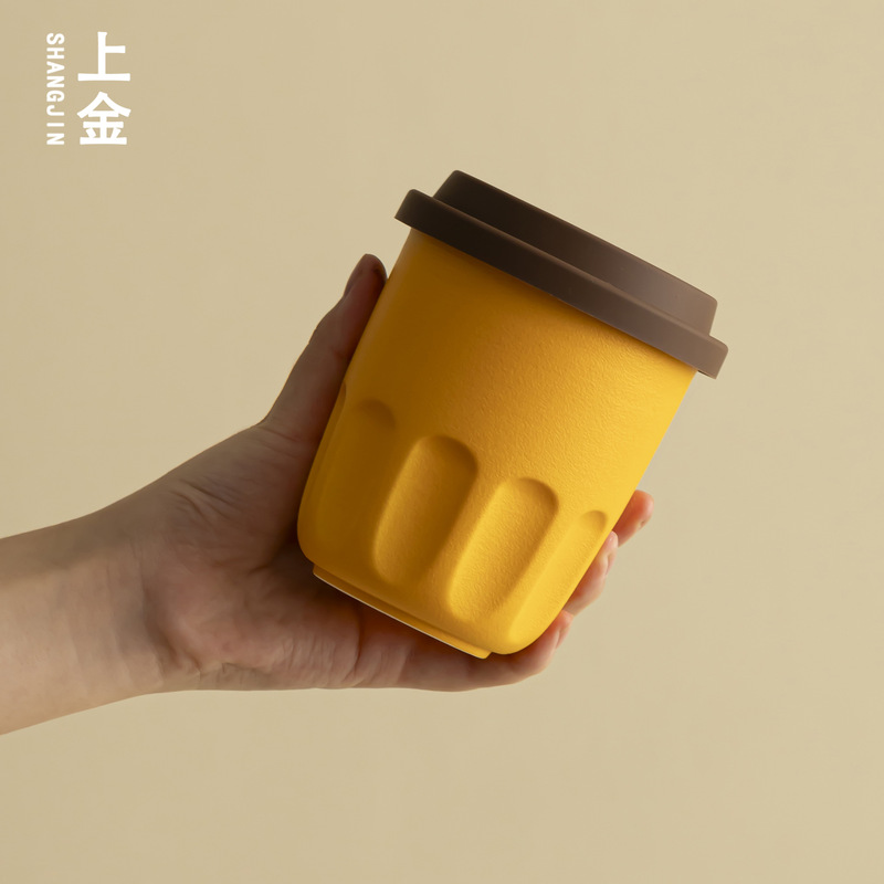 上金 少女ins风陶瓷杯情侣马克杯拿铁咖啡杯手握陶瓷手冲咖啡杯|undefined