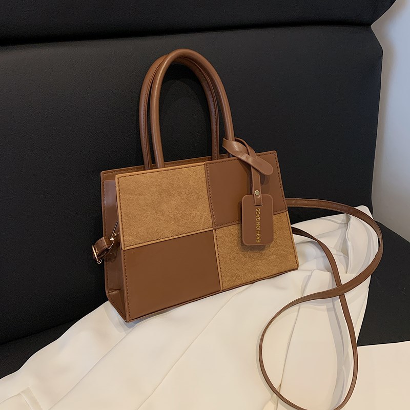 Tendencia de moda estilo coreano costura de contraste de color alta textura bolso de mano casual de todo fósforo pequeño bolso cuadrado bolso de mensajero de un solo hombro mujer