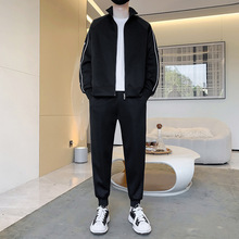 休闲运动套装男士秋季新款翻领夹克外套搭配宽松长裤潮流帅气一套